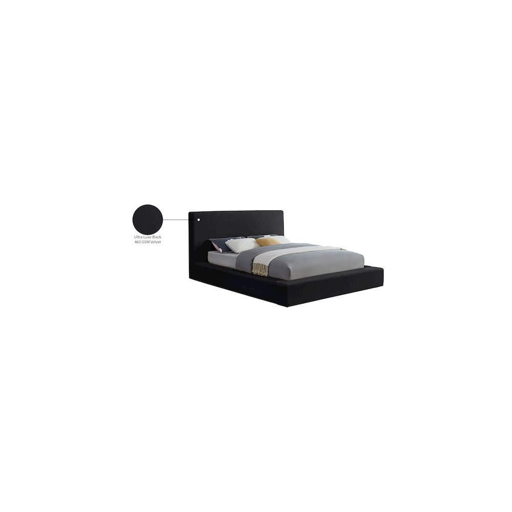 Dorian Black Velvet Queen Bed