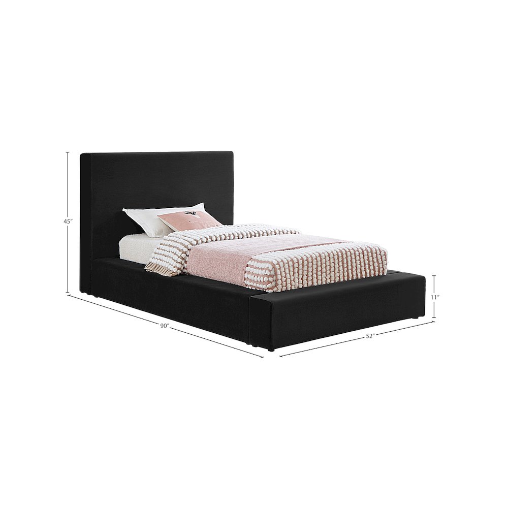 Dorian Black Velvet Twin Bed