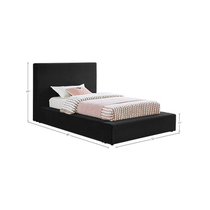Dorian Black Velvet Twin Bed