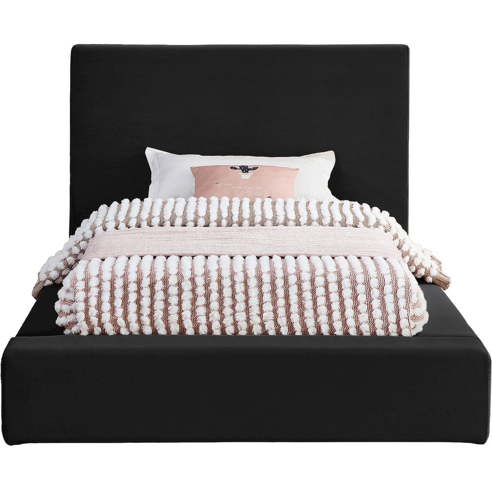 Dorian Black Velvet Twin Bed