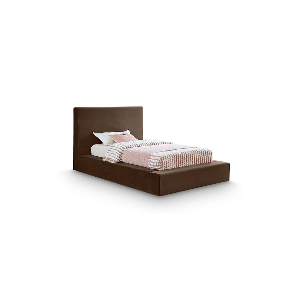 Dorian Brown Velvet Twin Bed