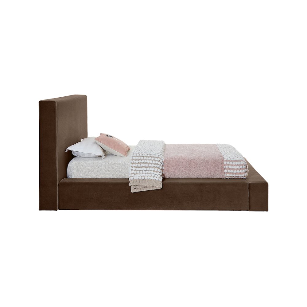 Dorian Brown Velvet Twin Bed