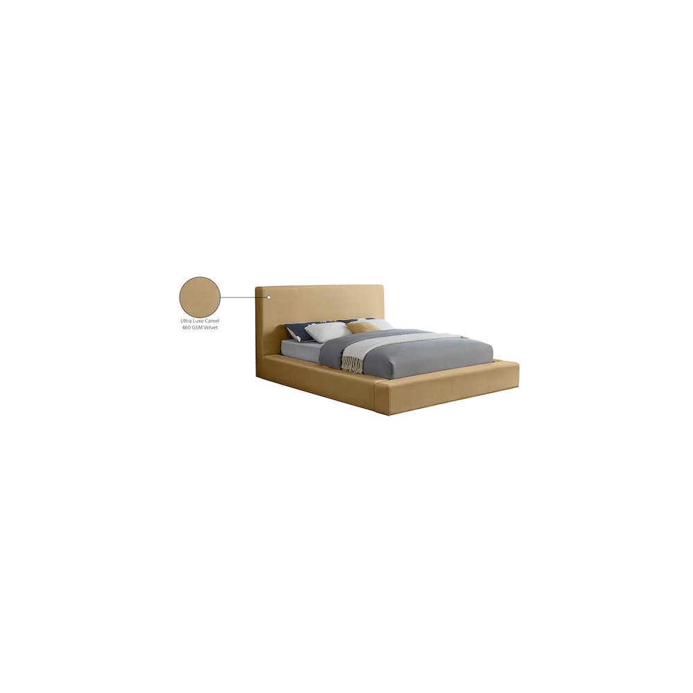 Dorian Camel Velvet King Bed
