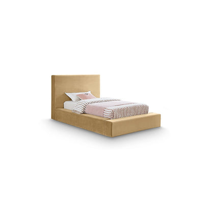 Dorian Camel Velvet Twin Bed