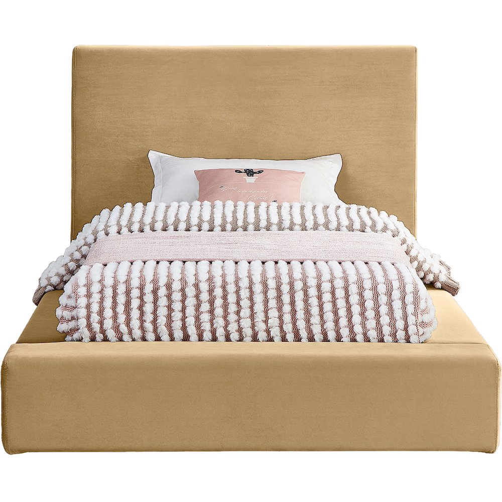 Dorian Camel Velvet Twin Bed