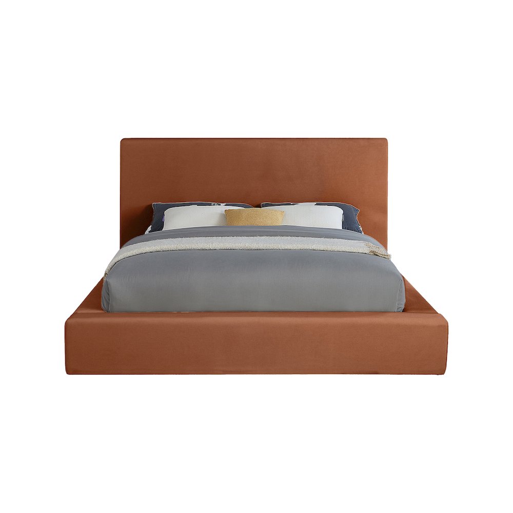 Dorian Cognac Velvet Queen Bed