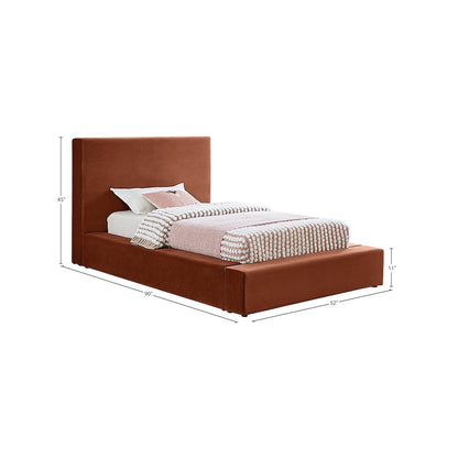 Dorian Cognac Velvet Twin Bed