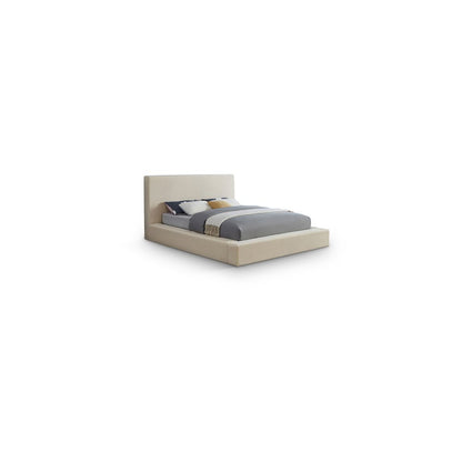 Dorian Cream Velvet Queen Bed