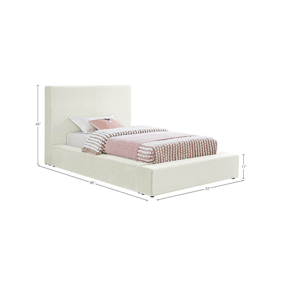 Dorian Cream Velvet Twin Bed