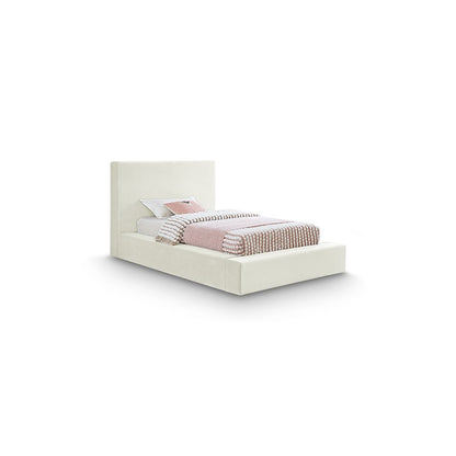 Dorian Cream Velvet Twin Bed