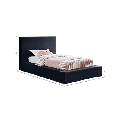 Dorian Navy Velvet Twin Bed