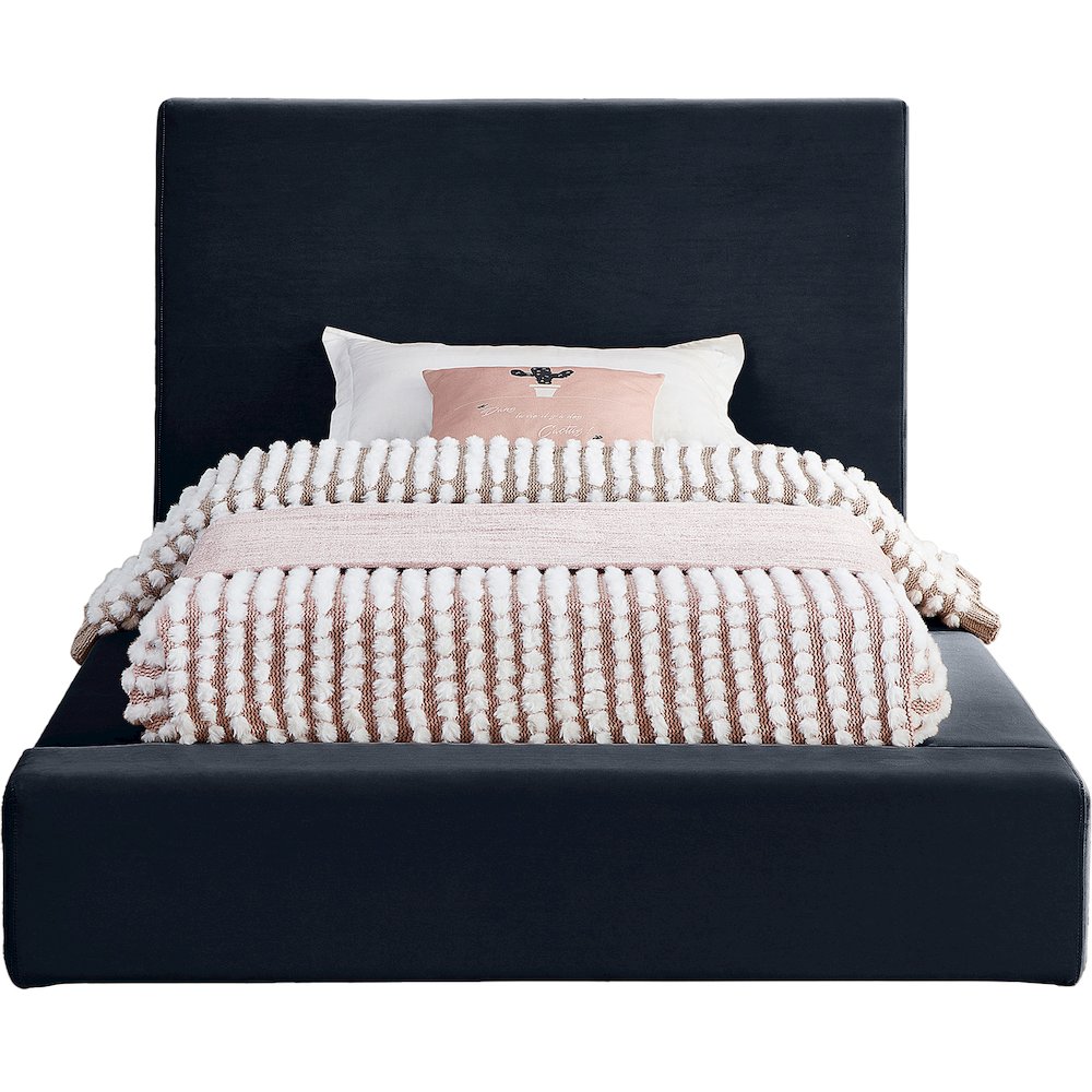 Dorian Navy Velvet Twin Bed