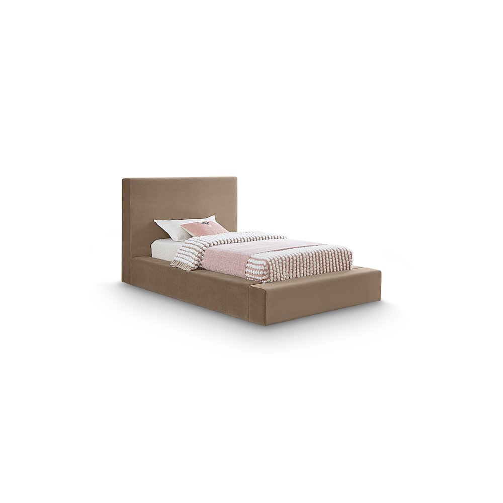 Dorian Taupe Velvet Twin Bed