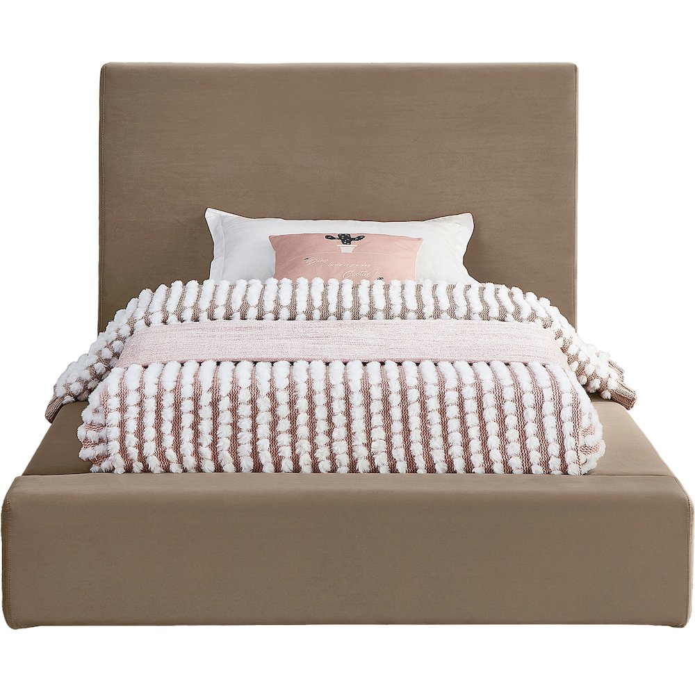 Dorian Taupe Velvet Twin Bed