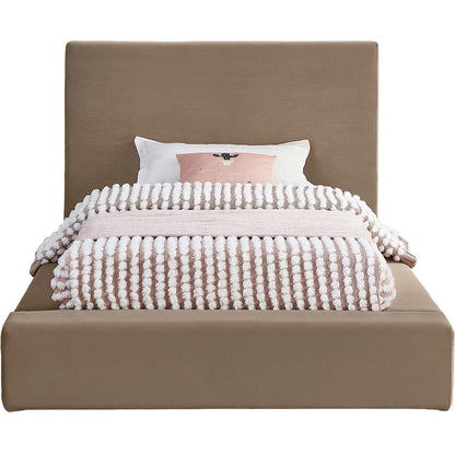 Dorian Taupe Velvet Twin Bed