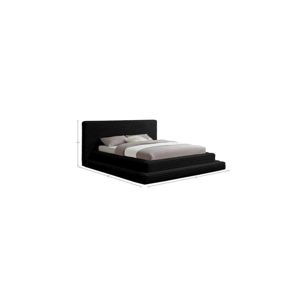 Drew Black Corduroy Fabric Full Bed