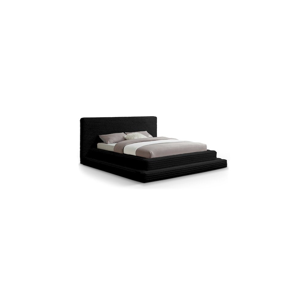 Drew Black Corduroy Fabric Full Bed