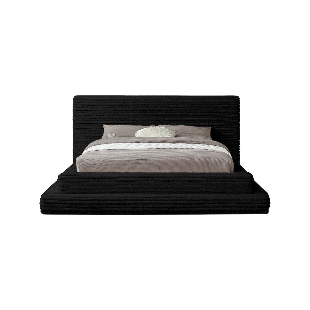 Drew Black Corduroy Fabric Queen Bed