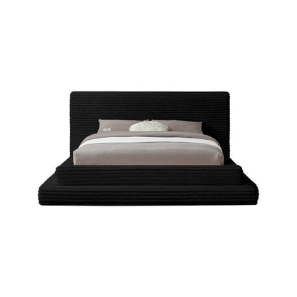 Drew Black Corduroy Fabric Queen Bed