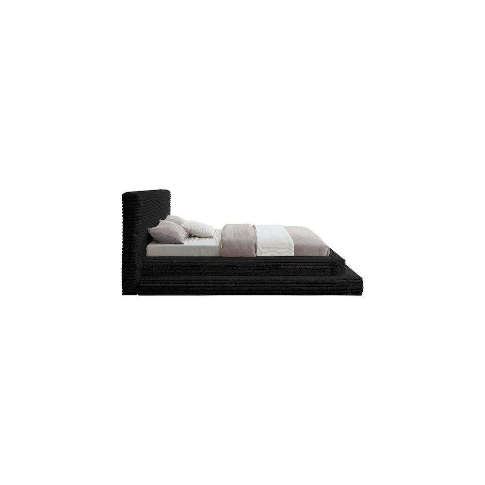 Drew Black Corduroy Fabric Queen Bed