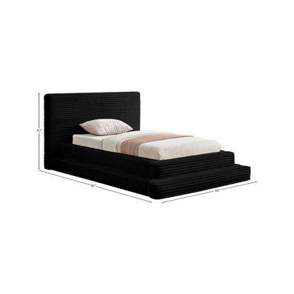 Drew Black Corduroy Fabric Twin Bed
