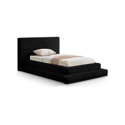 Drew Black Corduroy Fabric Twin Bed