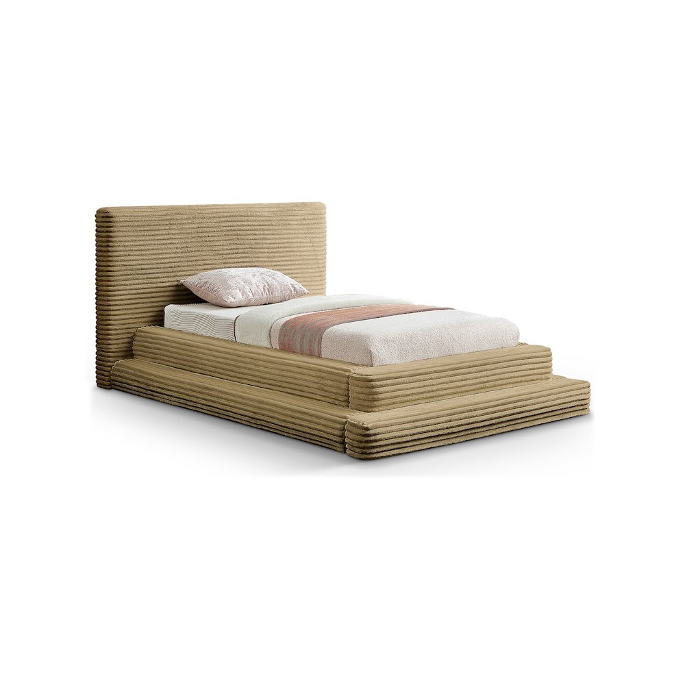 Drew Camel Corduroy Fabric Twin Bed