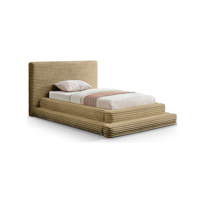 Drew Camel Corduroy Fabric Twin Bed