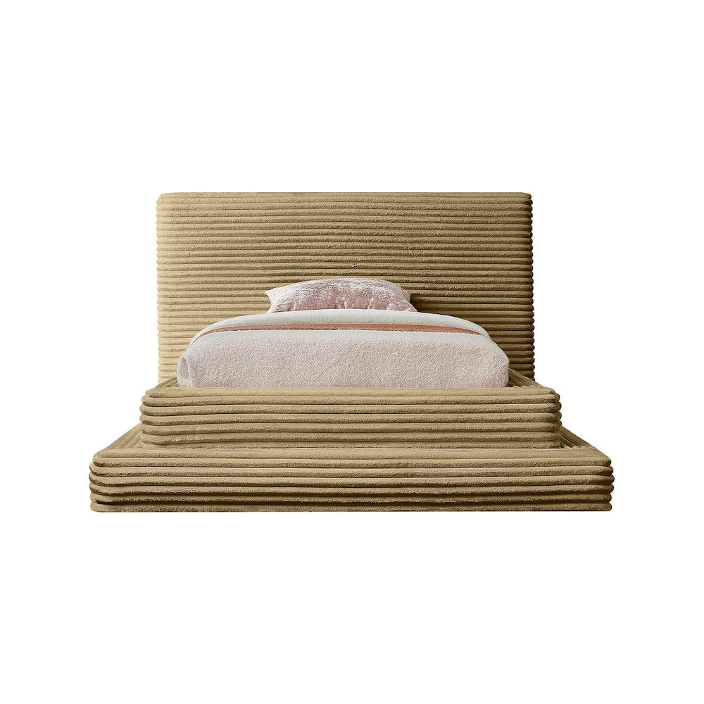 Drew Camel Corduroy Fabric Twin Bed