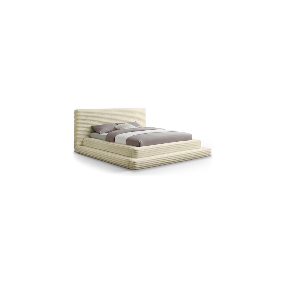 Drew Cream Corduroy Fabric King Bed