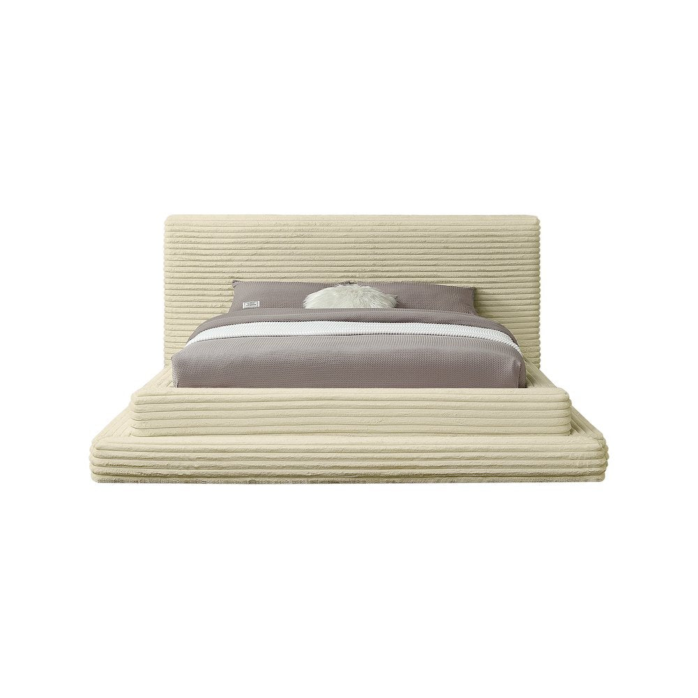 Drew Cream Corduroy Fabric Queen Bed