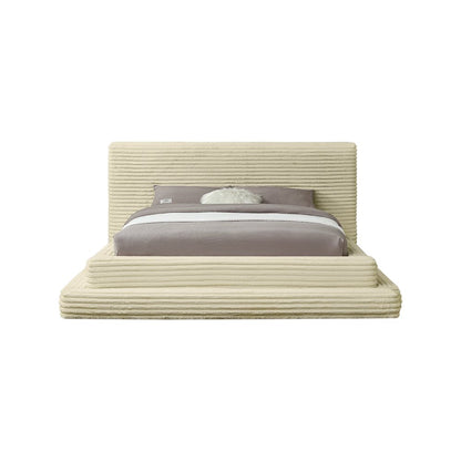 Drew Cream Corduroy Fabric Queen Bed