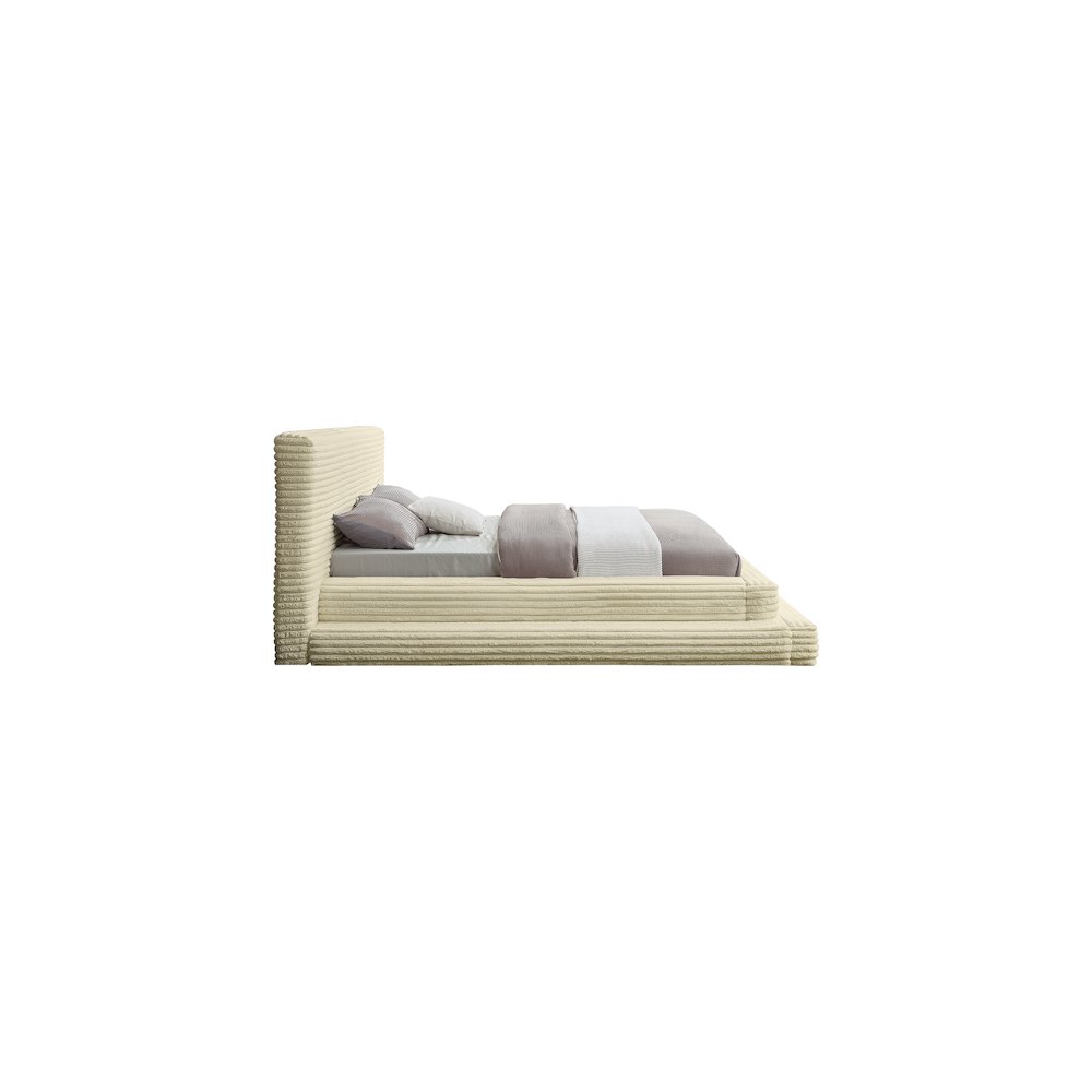 Drew Cream Corduroy Fabric Queen Bed