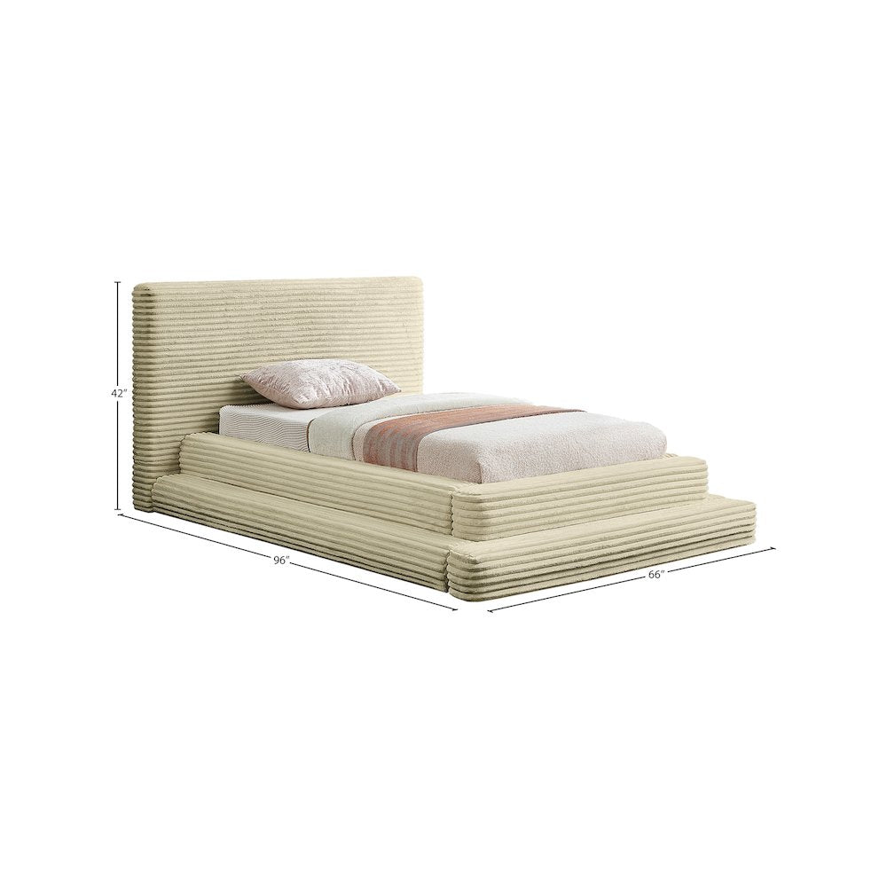 Drew Cream Corduroy Fabric Twin Bed