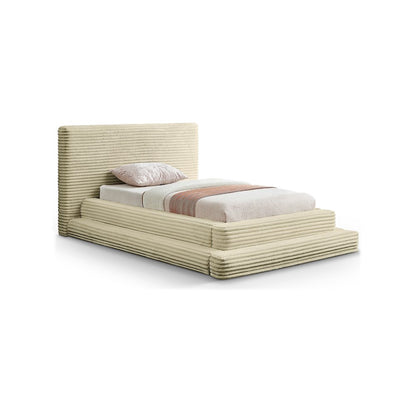 Drew Cream Corduroy Fabric Twin Bed