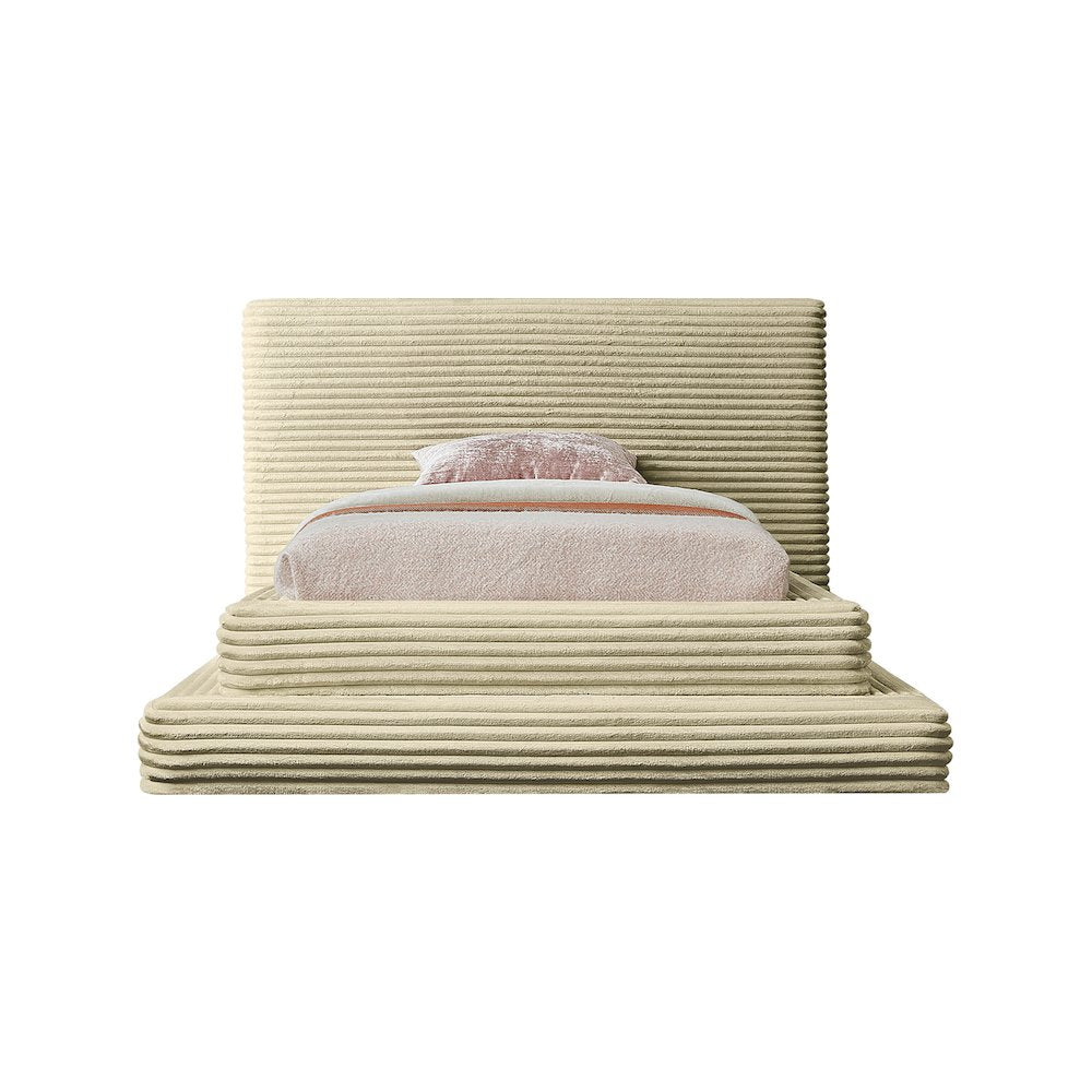 Drew Cream Corduroy Fabric Twin Bed