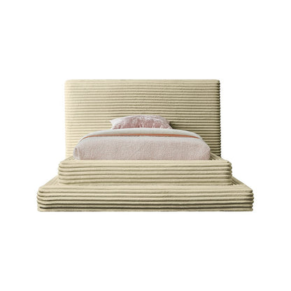 Drew Cream Corduroy Fabric Twin Bed