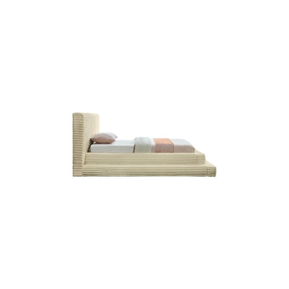 Drew Cream Corduroy Fabric Twin Bed