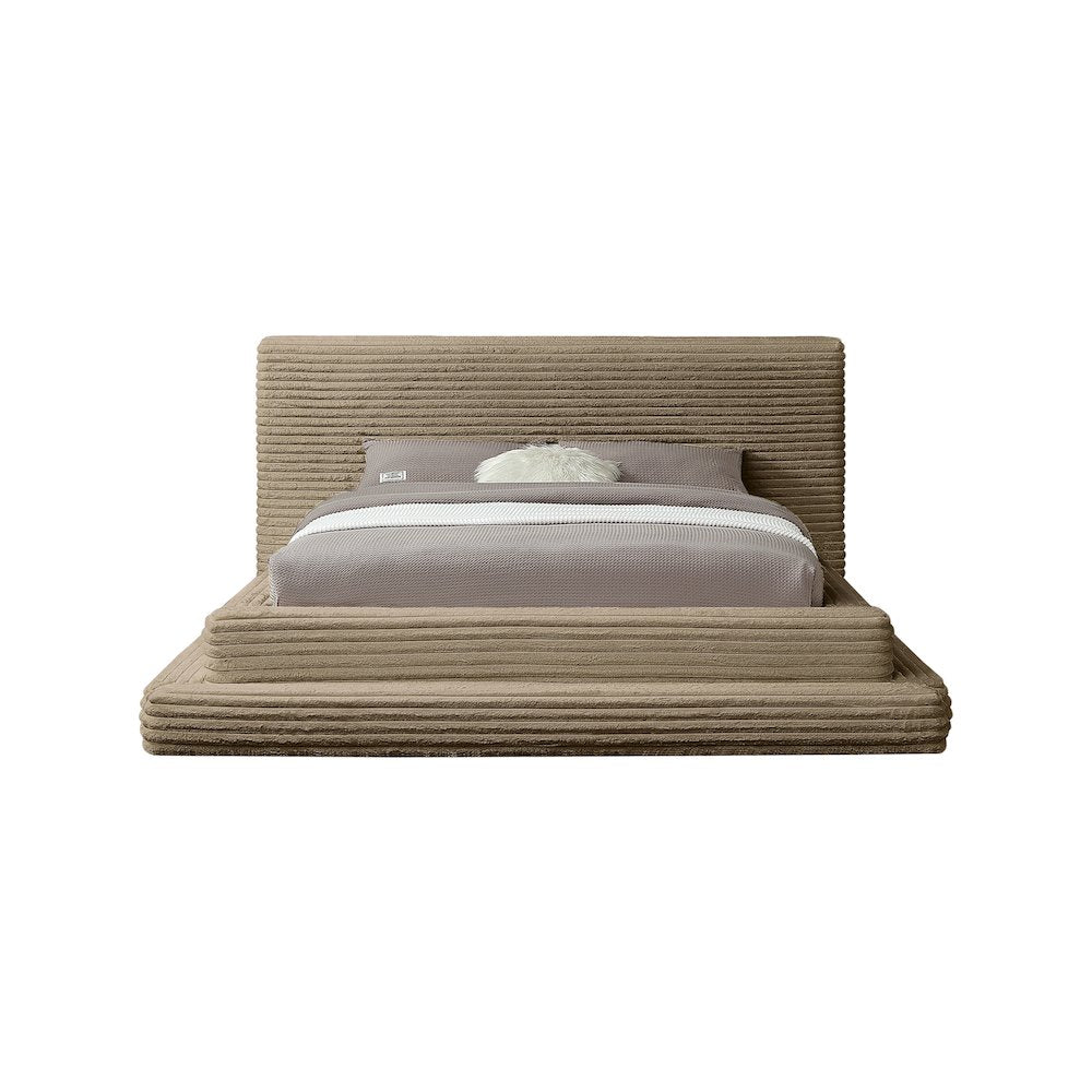 Drew Taupe Corduroy Fabric Full Bed