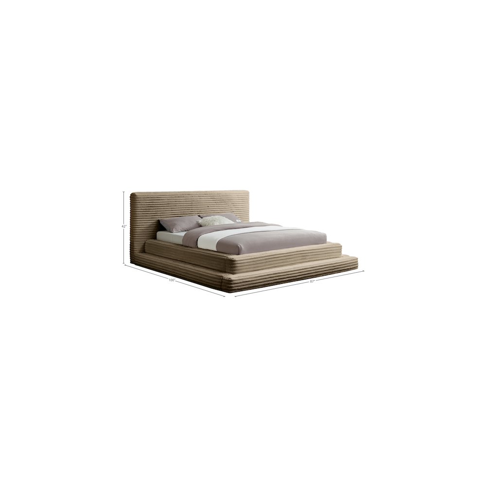 Drew Taupe Corduroy Fabric Queen Bed