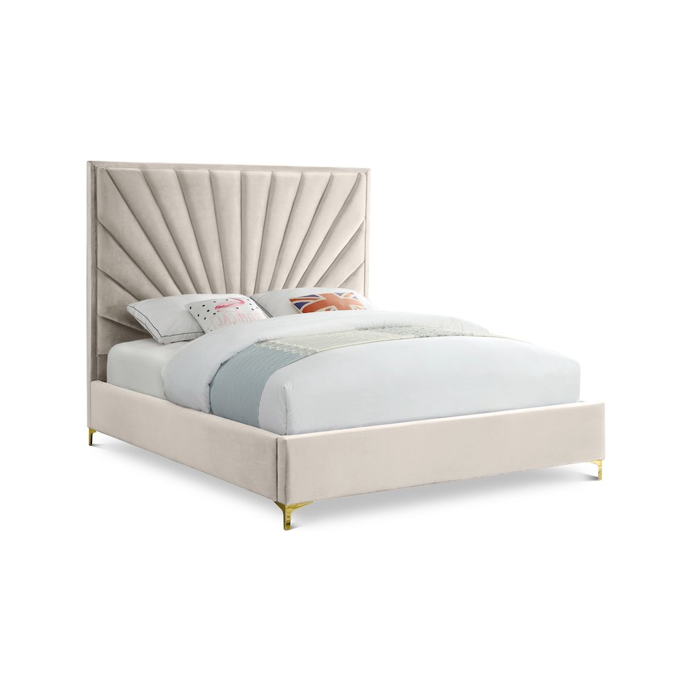 Eclipse Cream Velvet Queen Bed