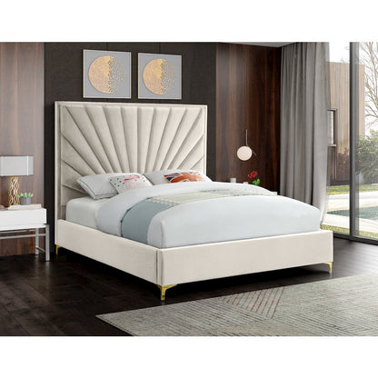 Eclipse Cream Velvet Queen Bed