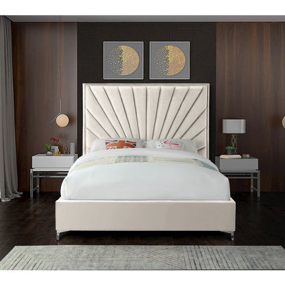 Eclipse Cream Velvet Queen Bed