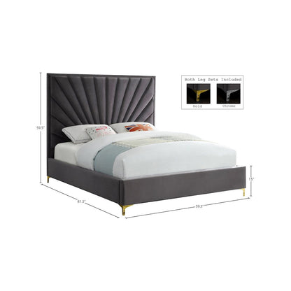 Eclipse Grey Velvet Full Bed