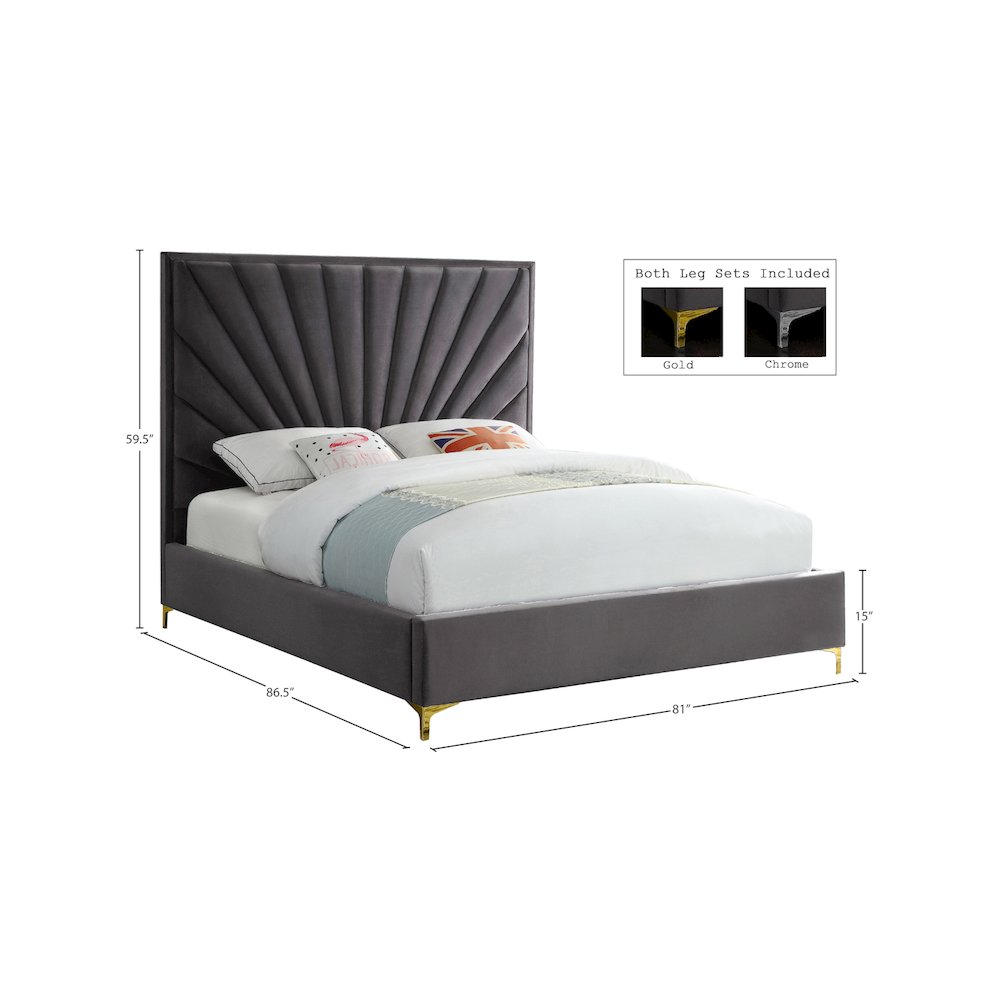 Eclipse Grey Velvet King Bed