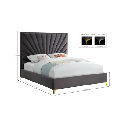 Eclipse Grey Velvet King Bed