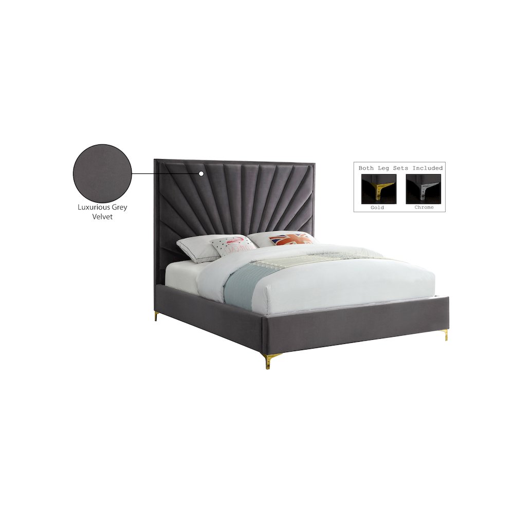 Eclipse Grey Velvet King Bed
