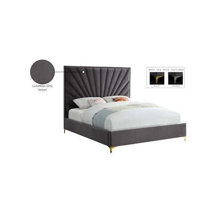 Eclipse Grey Velvet King Bed