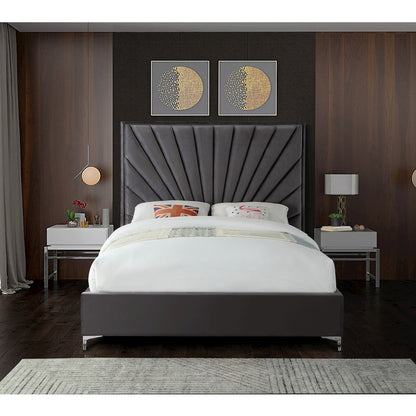 Eclipse Grey Velvet King Bed