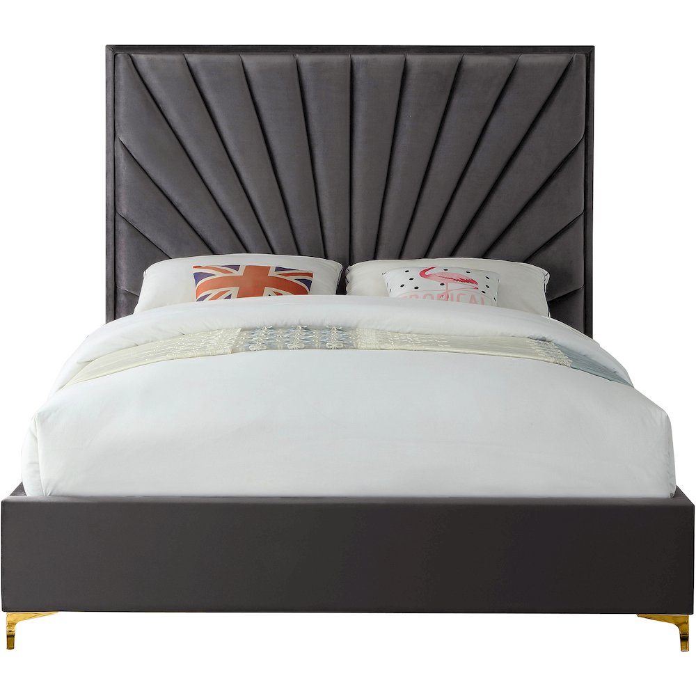 Eclipse Grey Velvet Queen Bed